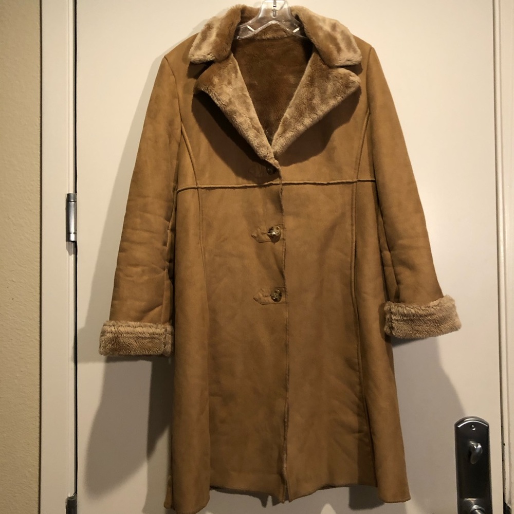 Larry Levine Faux Suede Coat, Size M